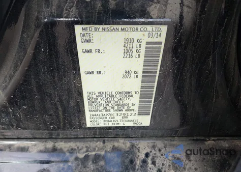 2014 Nissan Altima 2.5 S from USA, damaged, VIN 1N4AL3AP7EC329122